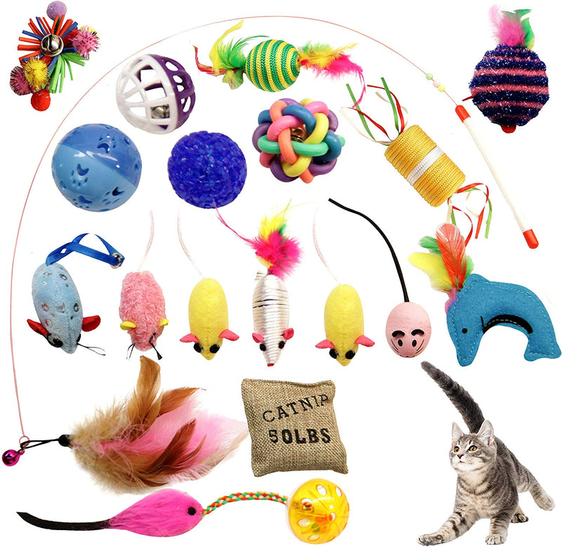 Cat Toys - 18 Pack Cat Toy Assortment - Playhouse Variety of Catnip Toys