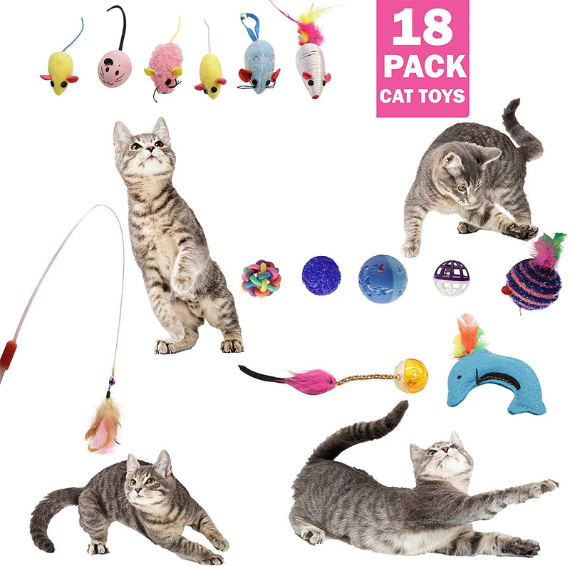 Cat Toys - 18 Pack Cat Toy Assortment - Playhouse Variety of Catnip Toys
