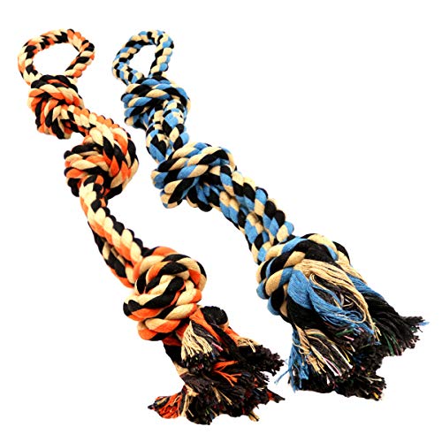 Dog Toys for Aggressive Chewers - Set of 2 Heavy Duty XL Dog Rope Toy